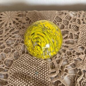 Yellow Swirl Glass Sphere art glass Corning glass accents